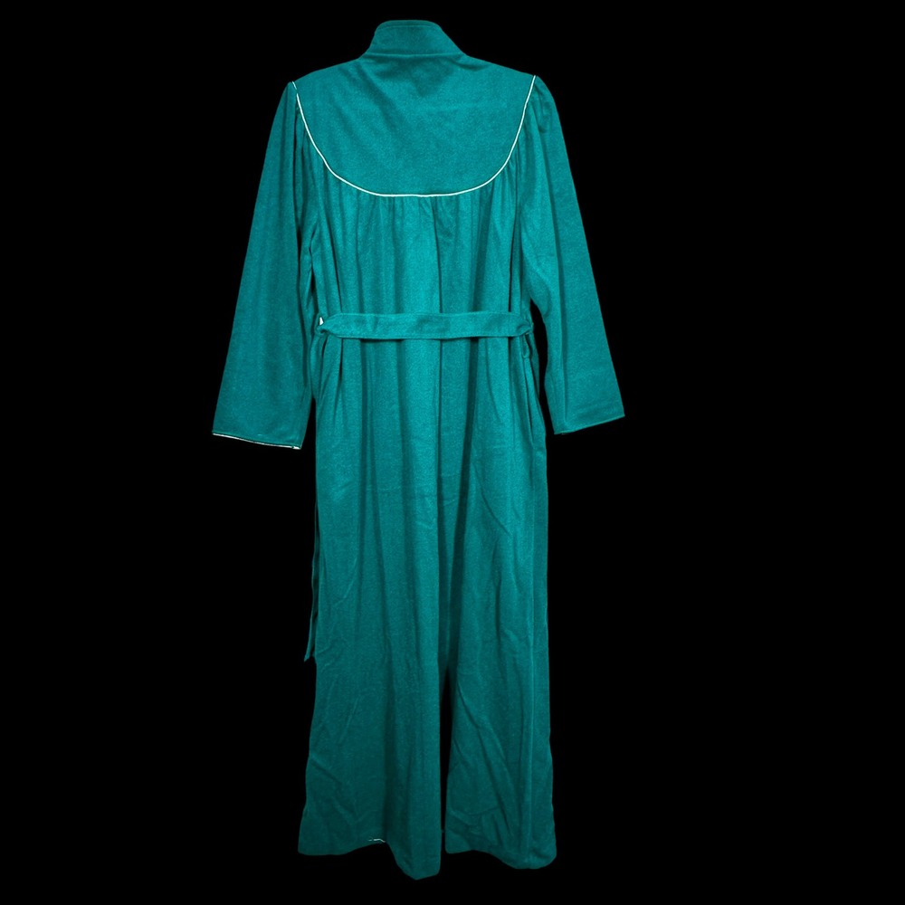 Carriage Court Teal Plush Zipper Front Robe Long Sleeve Full Length Size L 16 18 - Picture 3 of 9
